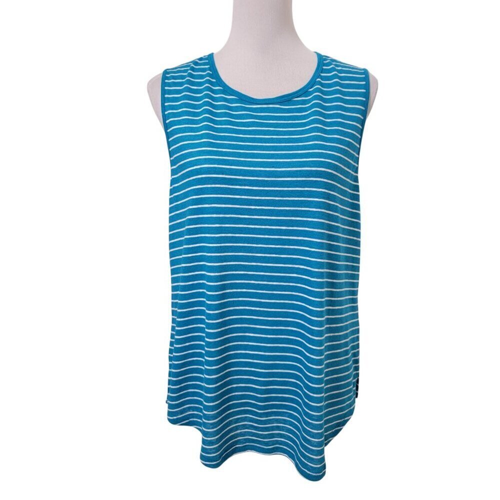 Old Navy Size L Teal Stripe Tie Back Linen Blend Tank Top, NEW with Tag